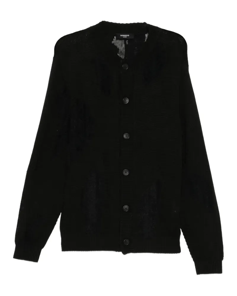 SONGZIO Cardigan mit Intarsienmuster - Schwarz Schwarz