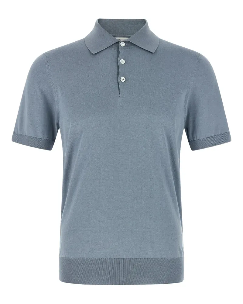 Brunello Cucinelli Poloshirt mit Kontrastpaspeln - Blau Blau