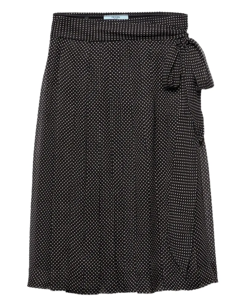 Prada Gewickelter Chiffonrock mit Print - Schwarz Schwarz