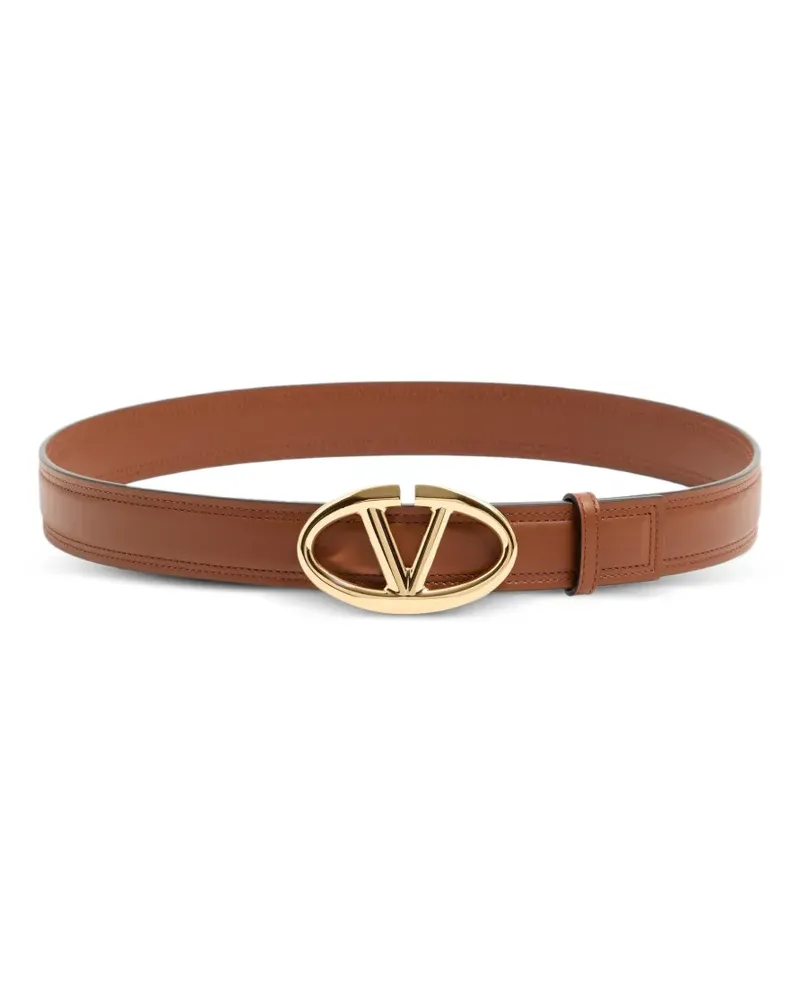 Valentino Garavani VLogo The Bold Edition belt in shiny calfskin 30 mm - Braun Braun