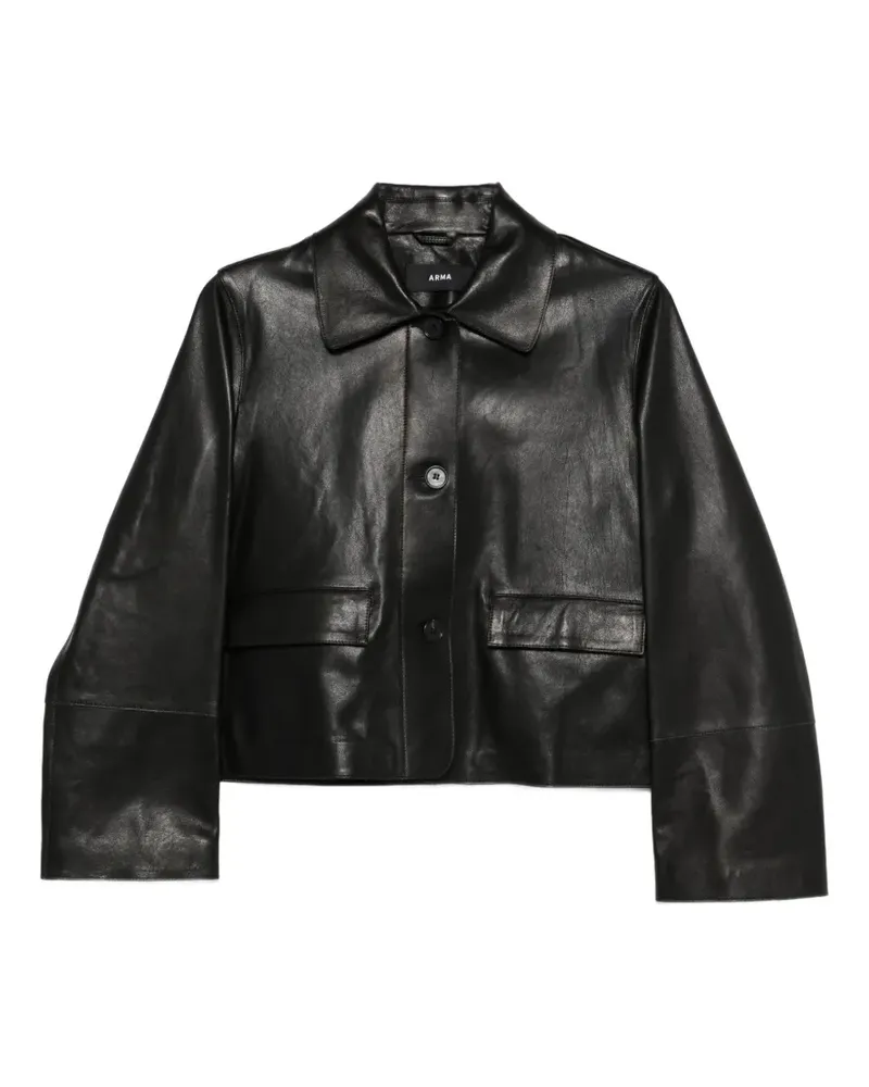 Arma button-pocket leather jacket - Schwarz Schwarz