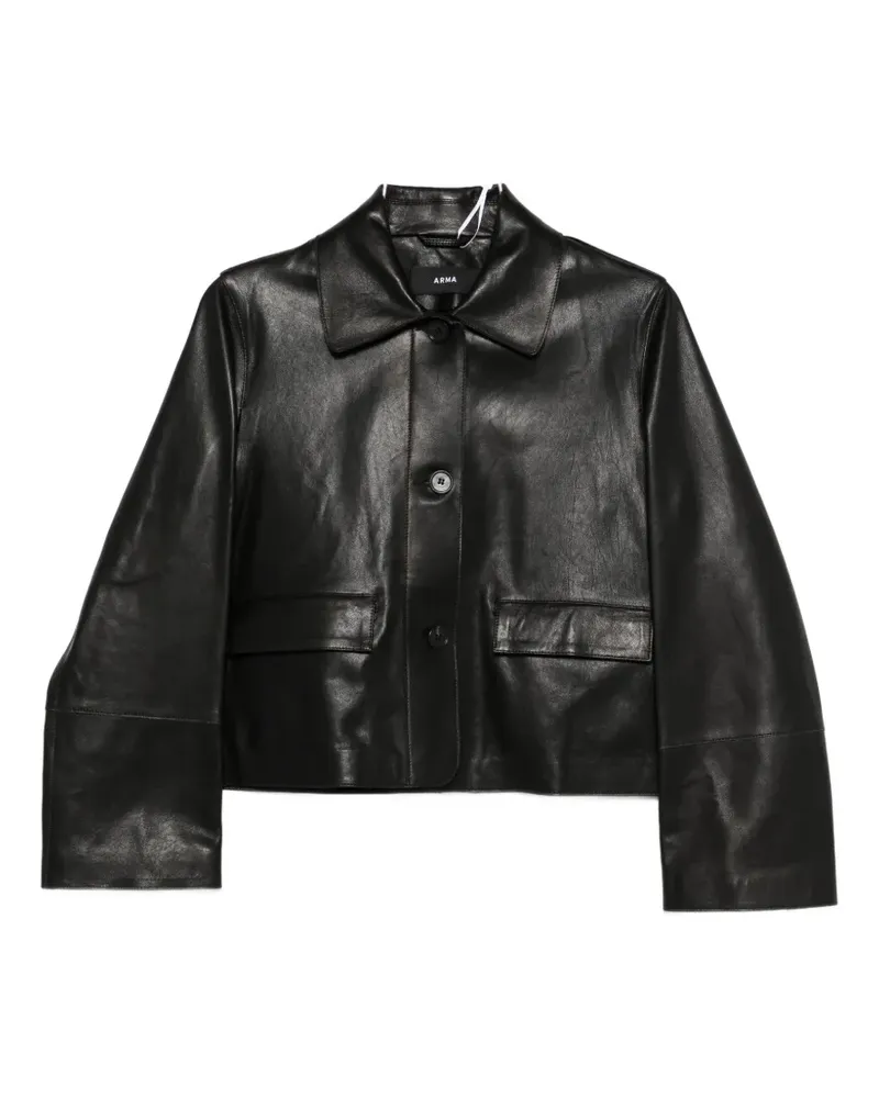 Arma button-pocket leather jacket - Schwarz Schwarz
