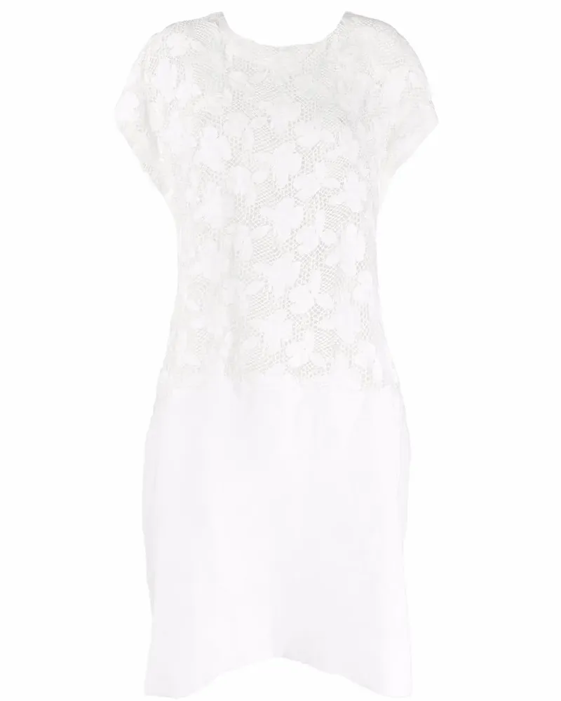 Comme des Garçons Netzkleid mit Blumenstickerei - Weiß Weiß