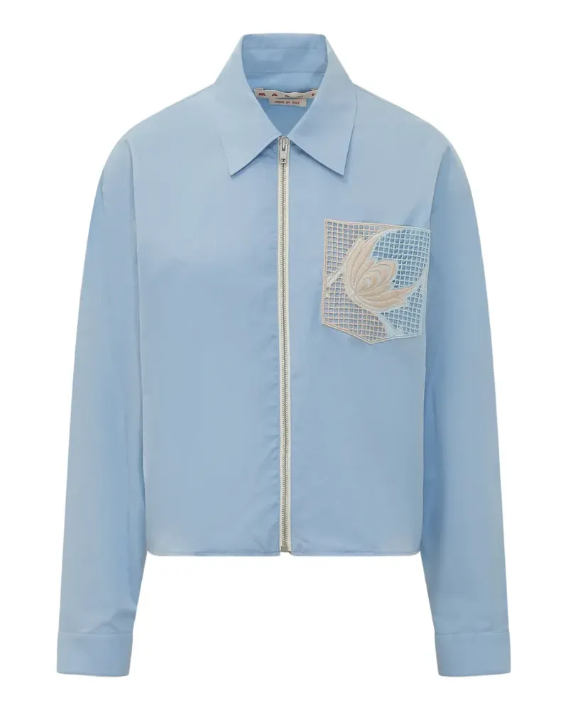 Marni lace-detail pocket shirt - Blau Blau