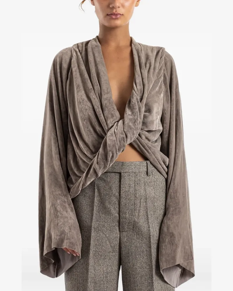 Rick Owens twisted-detail long-sleeve top - Grau Grau