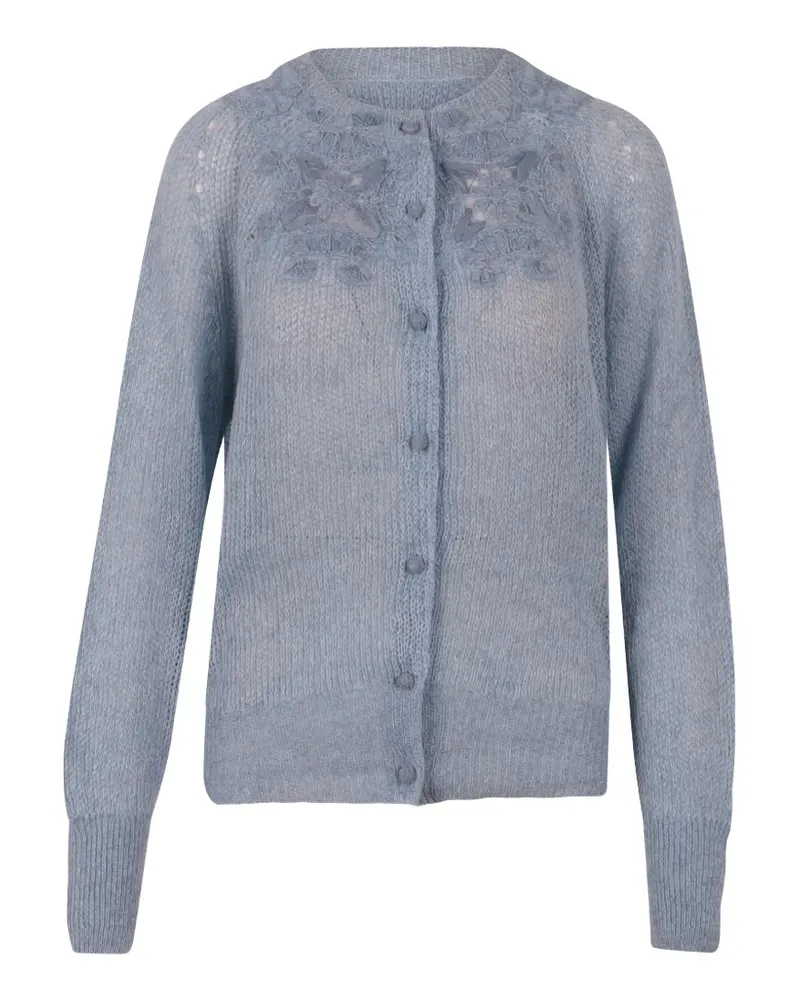 Ermanno Scervino lace-appliqué open-knit cardigan - Blau Blau