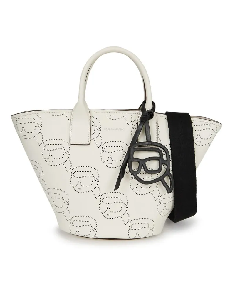 Karl Lagerfeld Ikon Tote Bag mit Lochmuster - Weiß Weiß