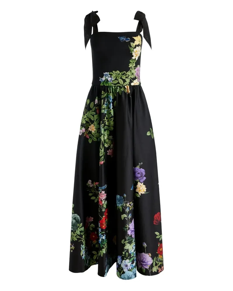 Alice + Olivia Oriana Midikleid mit Schleifenverschluss - Schwarz Schwarz