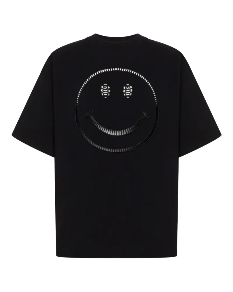 Moschino x Smiley T-Shirt mit Laser-Cuts - Schwarz Schwarz