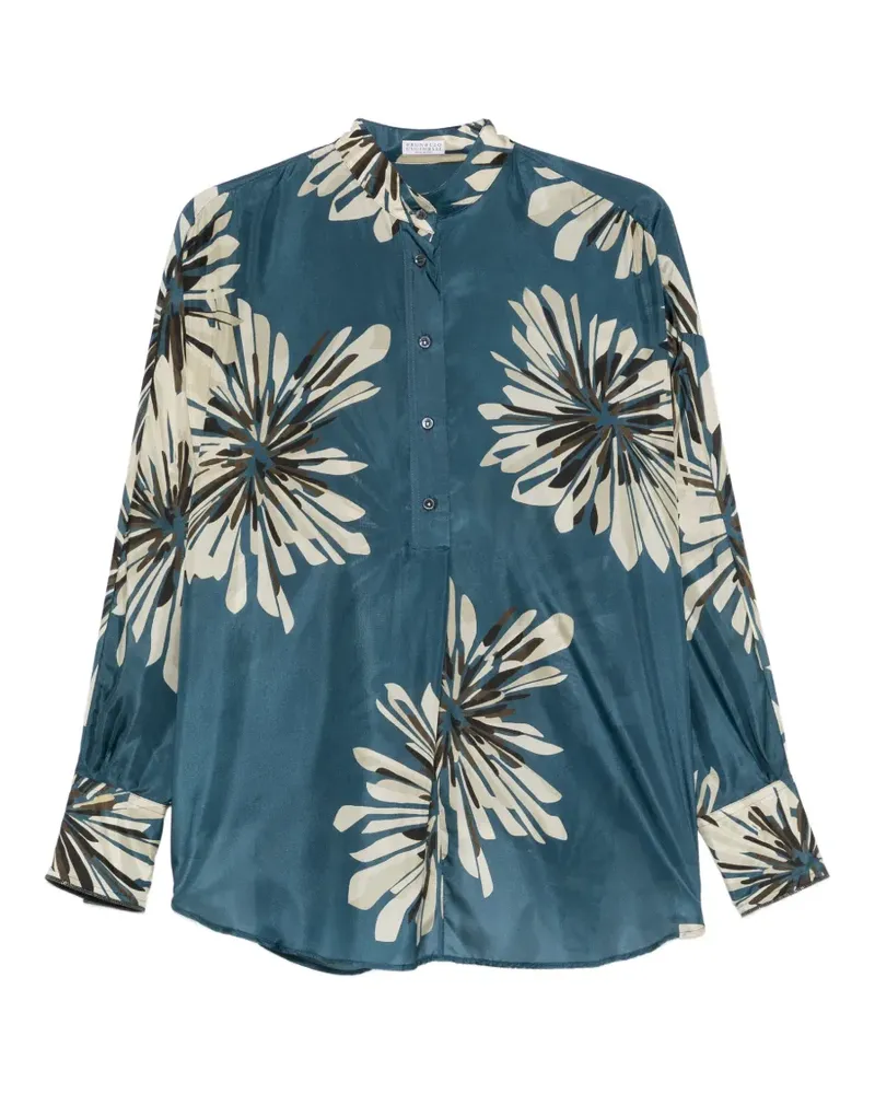 Brunello Cucinelli Bluse mit Blumen-Print - Blau Blau