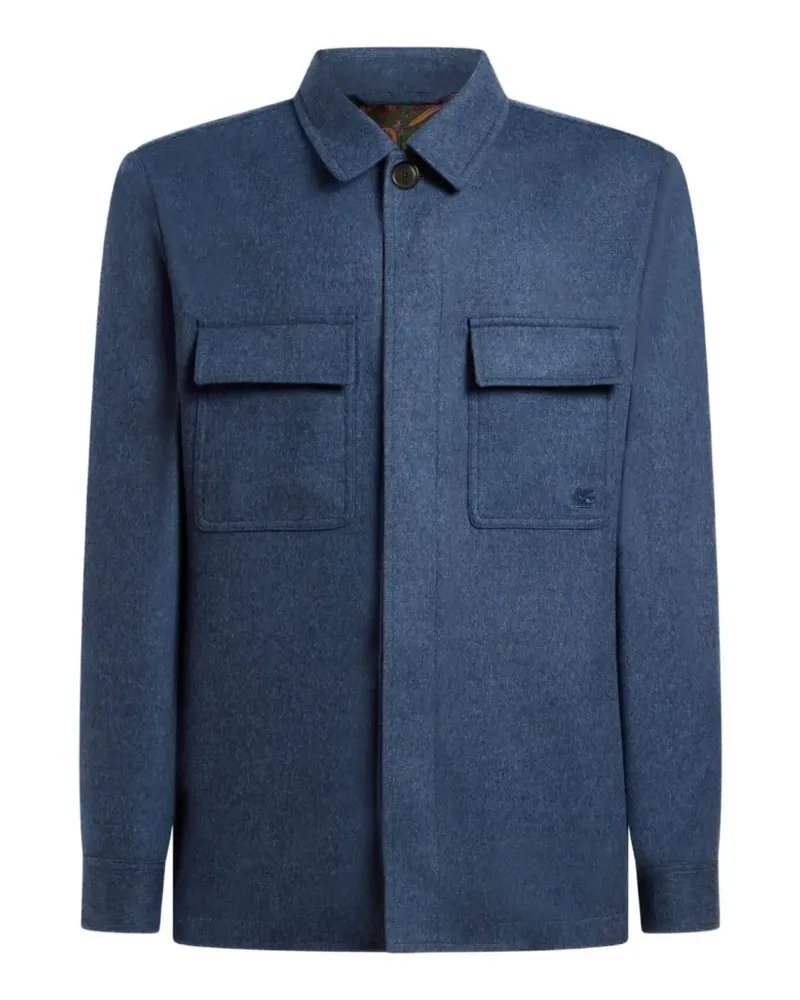 Etro Hemdjacke aus Kaschmir und Wollstoff - Blau Blau