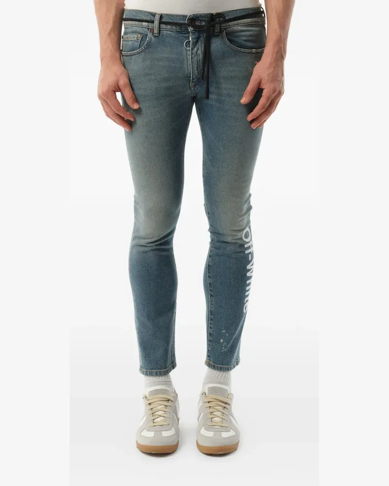 OFF-WHITE Skinny-Jeans mit Kordelgürtel - Blau Blau