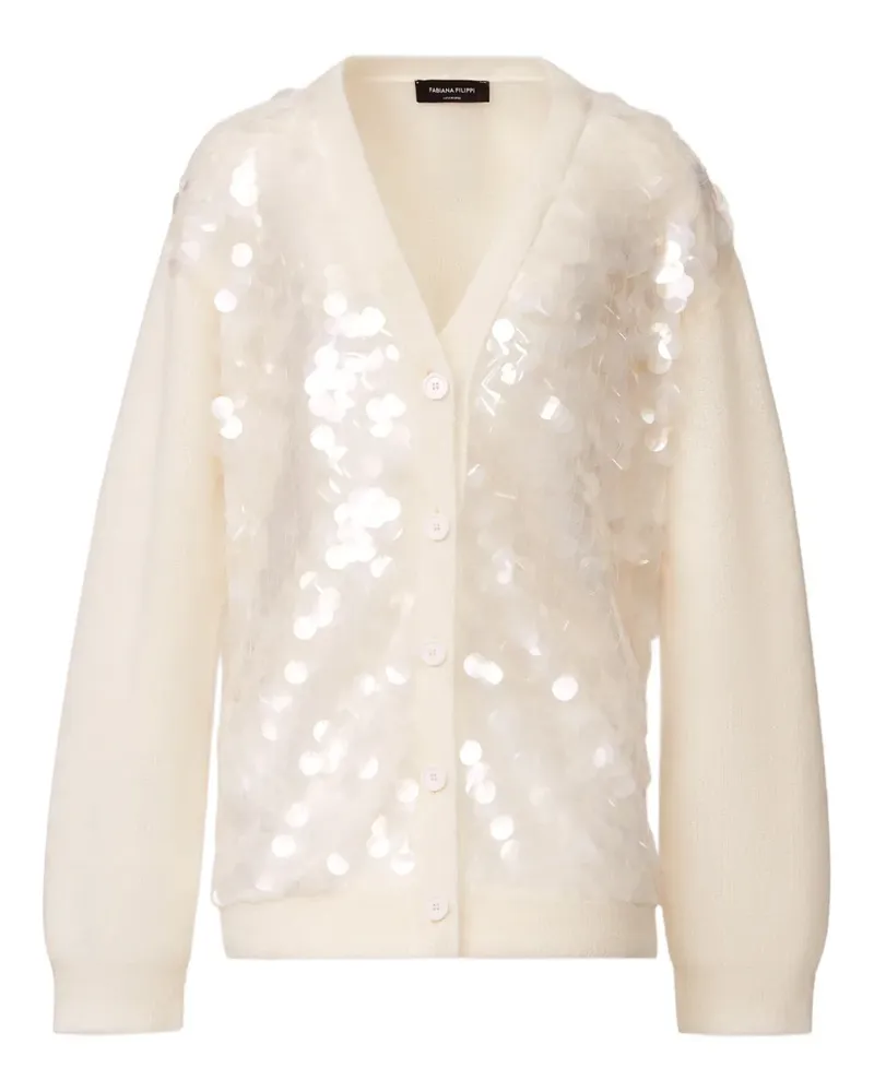 Fabiana Filippi Cardigan mit Pailletten - Weiß Weiß