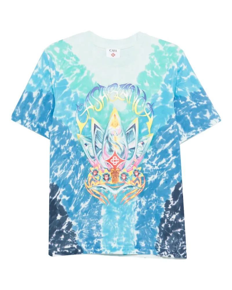 Casablanca Paris lotus-print T-shirt - Blau Blau