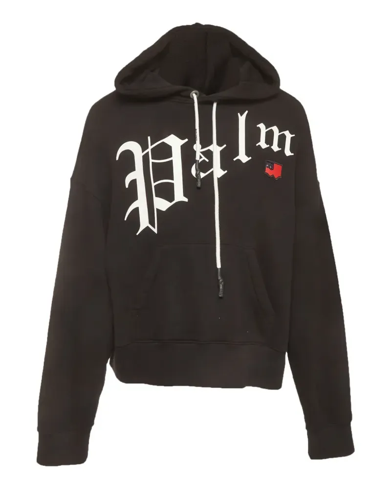 Palm Angels gothic-print hoodie - Schwarz Schwarz