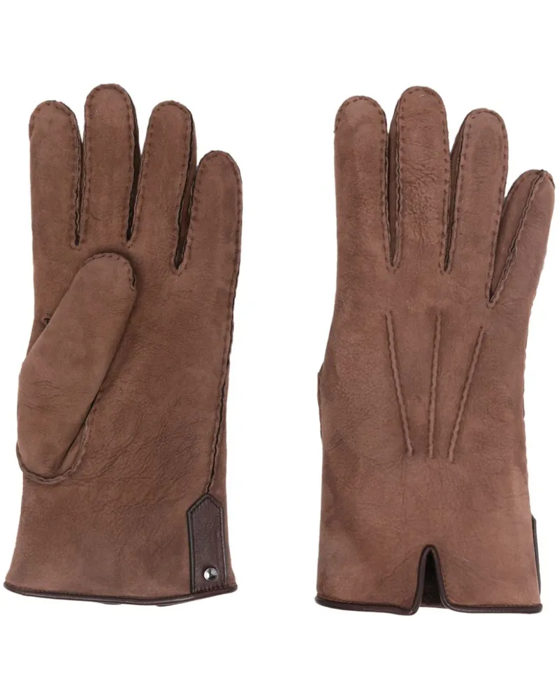 Canali Handschuhe aus Wildleder mit Ziernaht - Braun Braun