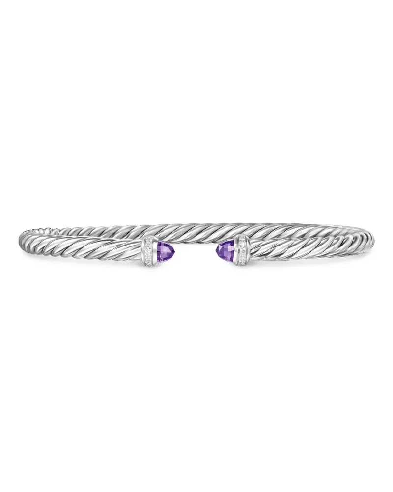 David Yurman Cablespira Armband aus Sterlingsilber mit Amethyst und Diamanten (4mm Silber