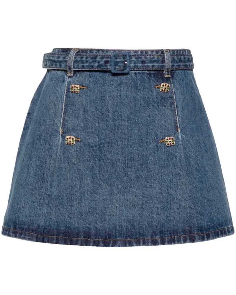 Self-Portrait Rock Minirock aus Denim - Blau Blau