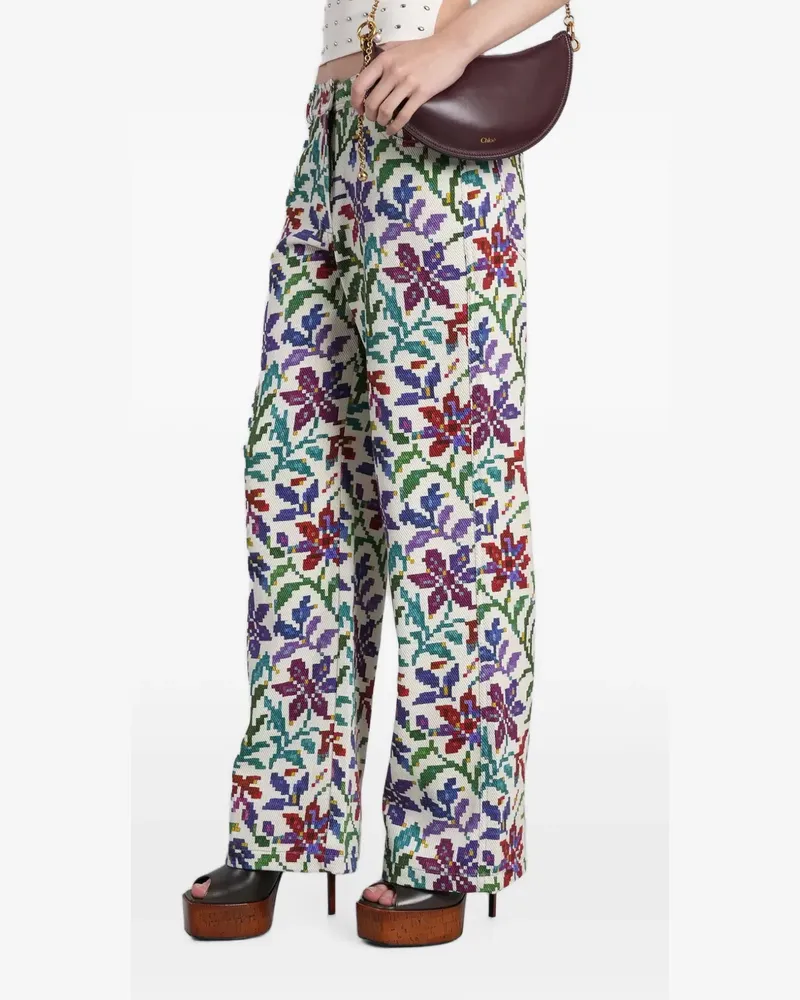 SIEDRES floral-print trousers - Nude Nude