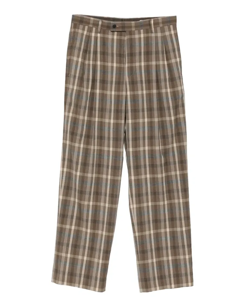 AURALEE check pleated trousers - Braun Braun