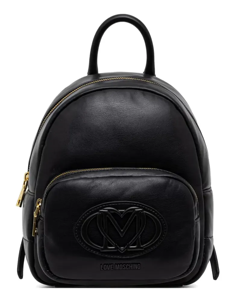 Moschino quilted logo-patch backpack - Schwarz Schwarz