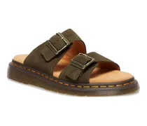 Flache Sandalen aus Wildleder - Grün