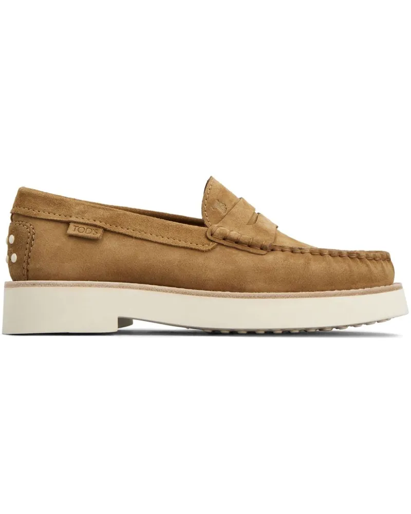 TOD'S Loafer aus Wildleder mit Logo-Prägung - Braun Braun