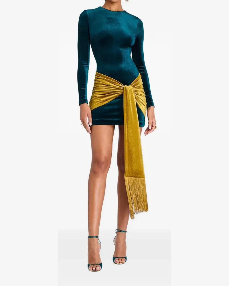 Retrofête Jackson fringed velvet dress - Blau Blau