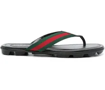 Flip-Flops mit Webstreifen - Schwarz