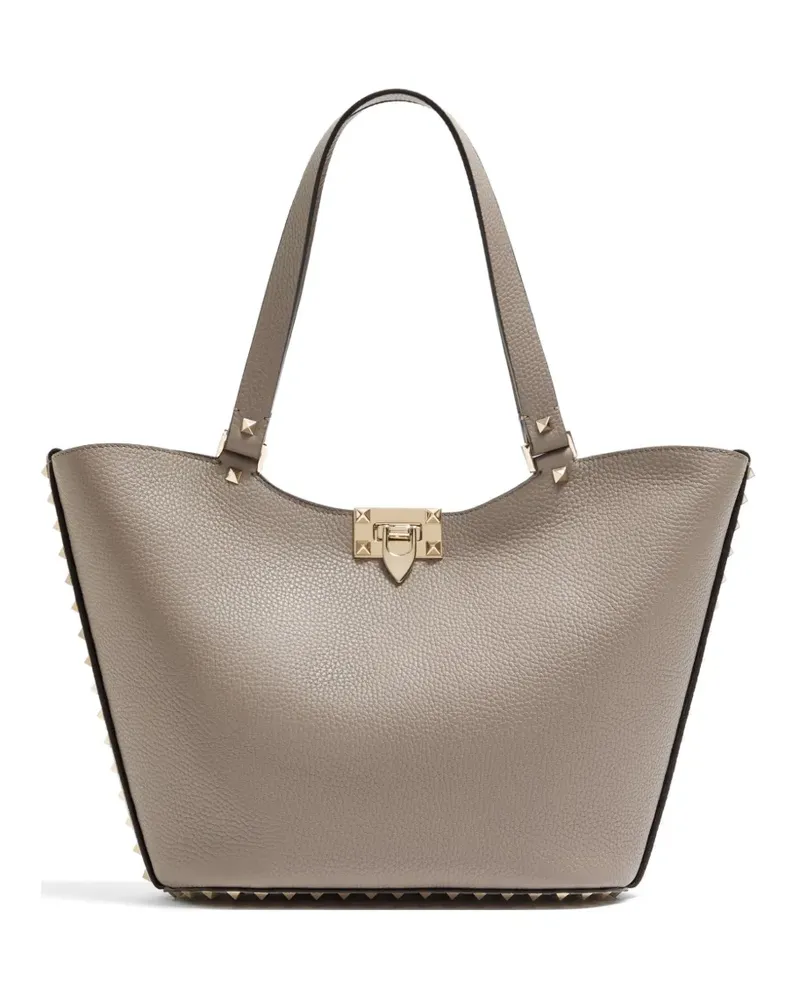 Valentino Garavani Rockstud small shopping bag in grainy calfskin - Grau Grau