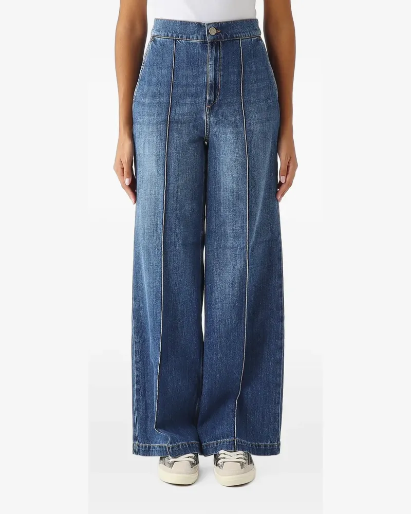 Twin-Set Wide-Leg-Jeans mit Nahtdetail - Blau Blau