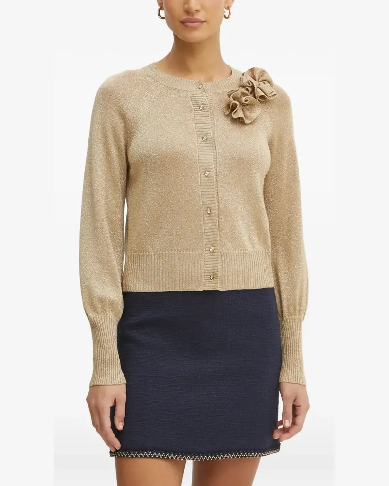 Luisa Spagnoli Cardigan mit Blumenapplikation - Nude Nude