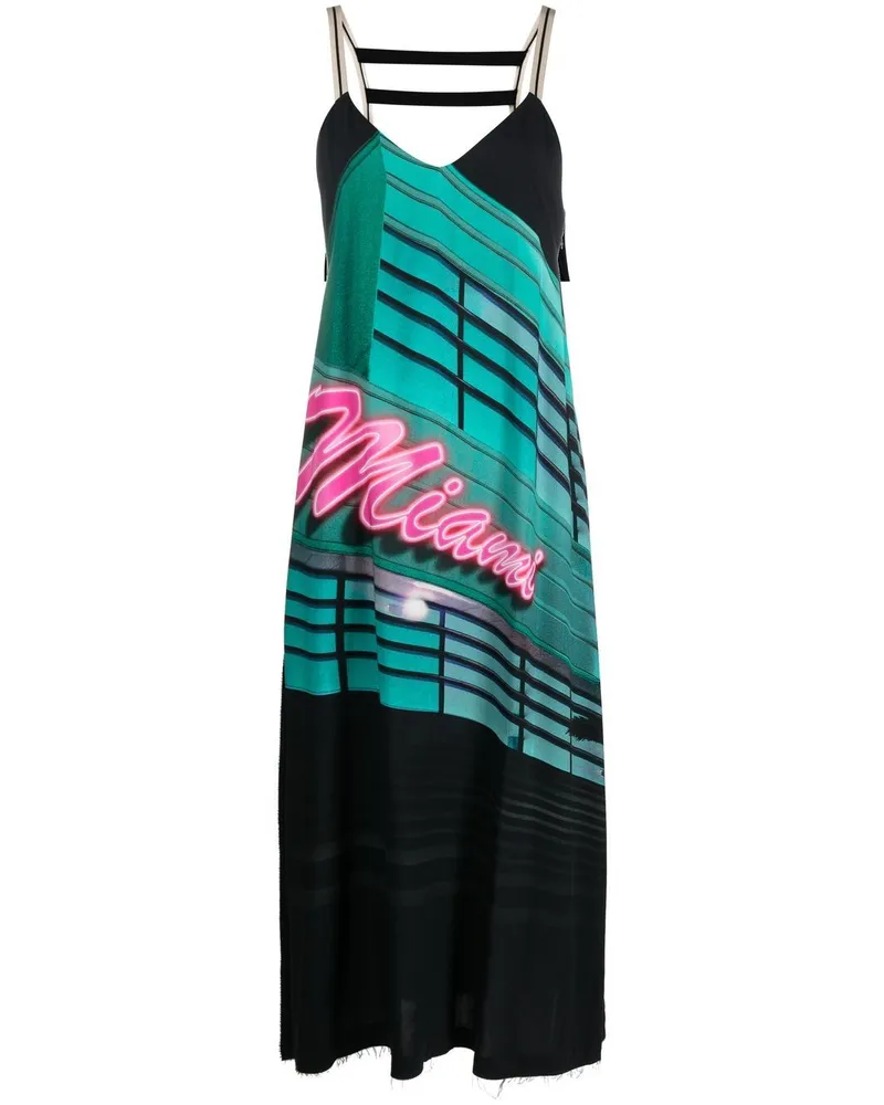Palm Angels Miami Midikleid mit grafischem Print - Schwarz Schwarz