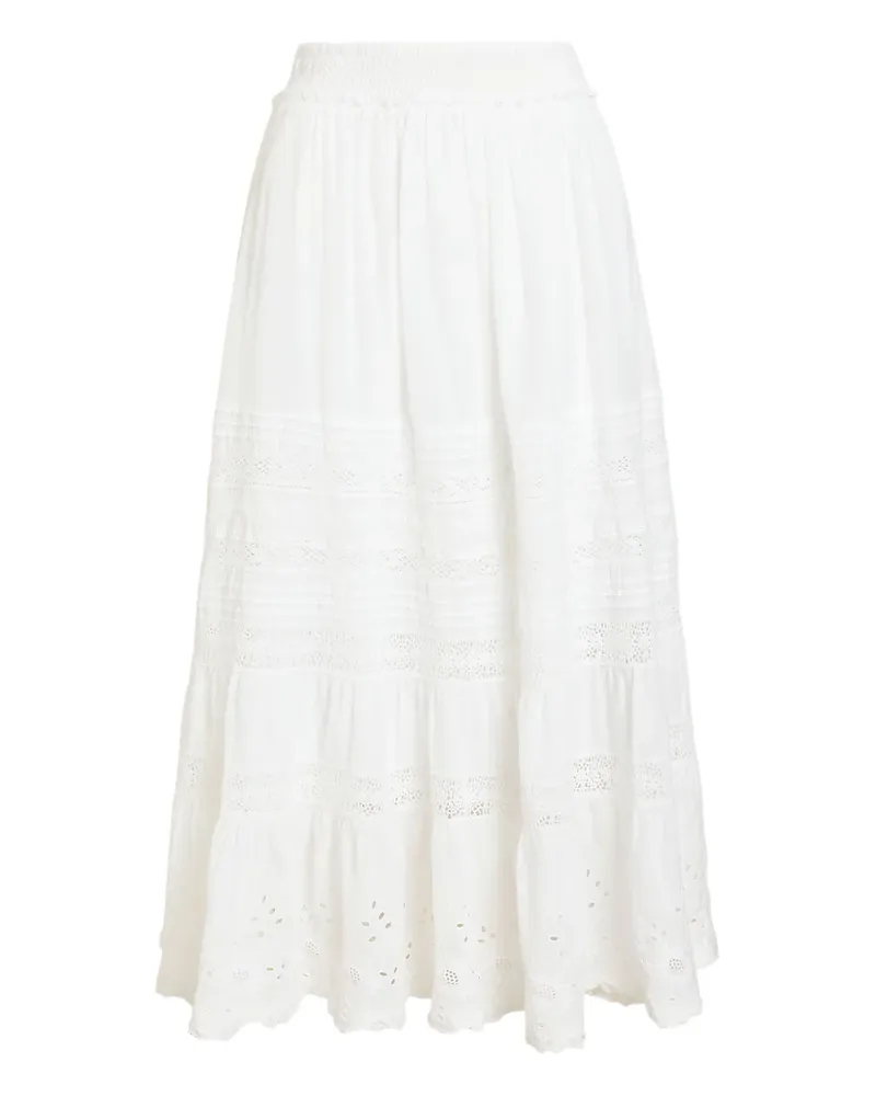 Ralph Lauren Bestickter Midirock - Weiß Weiß