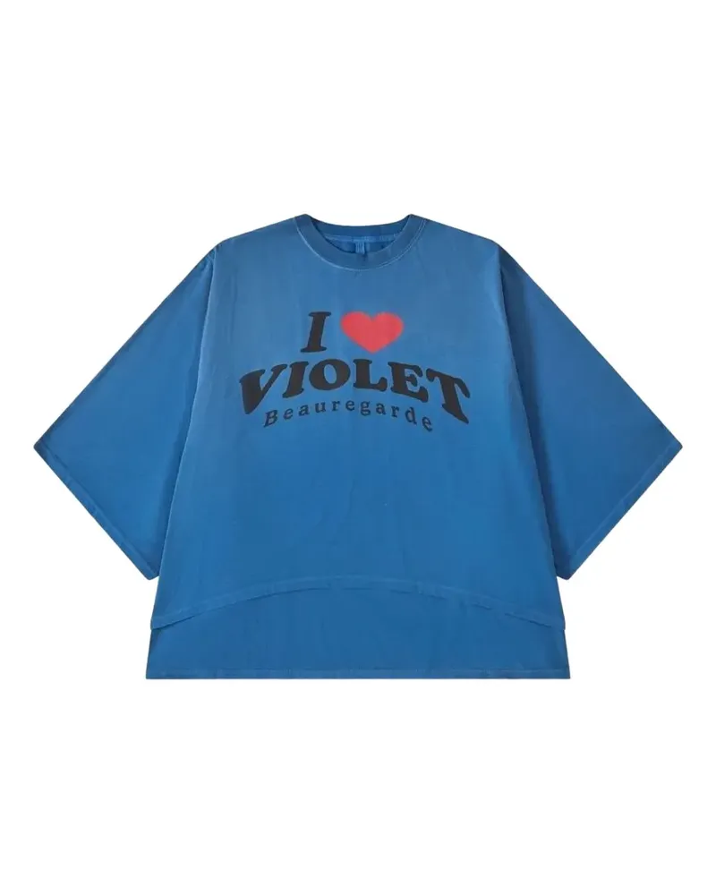 Doublet T-Shirt im Layering-Look mit Slogan - Blau Blau