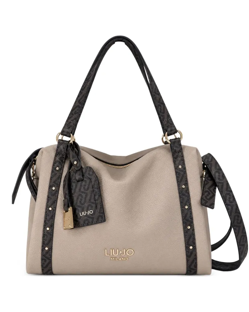 Liu Jo Schultertasche mit Monogramm-Print und Nieten - Nude Nude