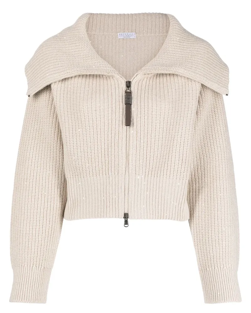 Brunello Cucinelli Cardigan mit Reißverschluss - Nude Nude