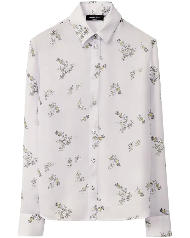 Fabiana Filippi Hemd mit Blumen-Print - Weiß Weiß