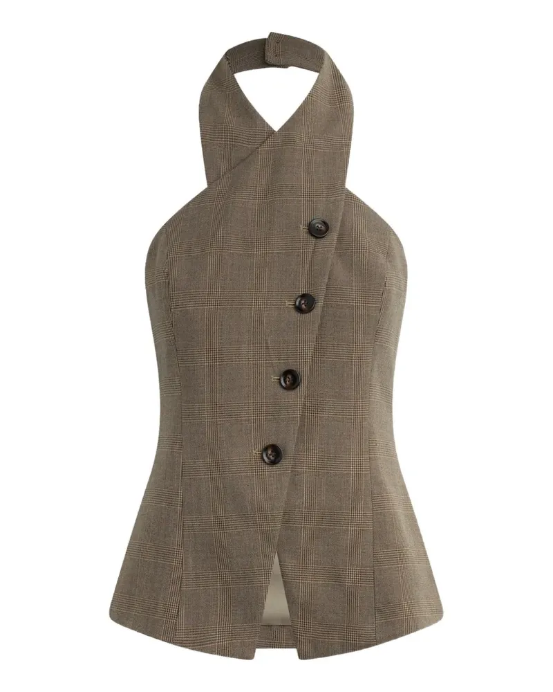 Favorite Daughter Kariertes Neckholder-Top - Braun Braun