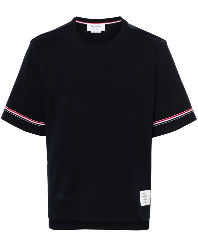 Thom Browne T-Shirt mit RWB-Streifen - Blau Blau