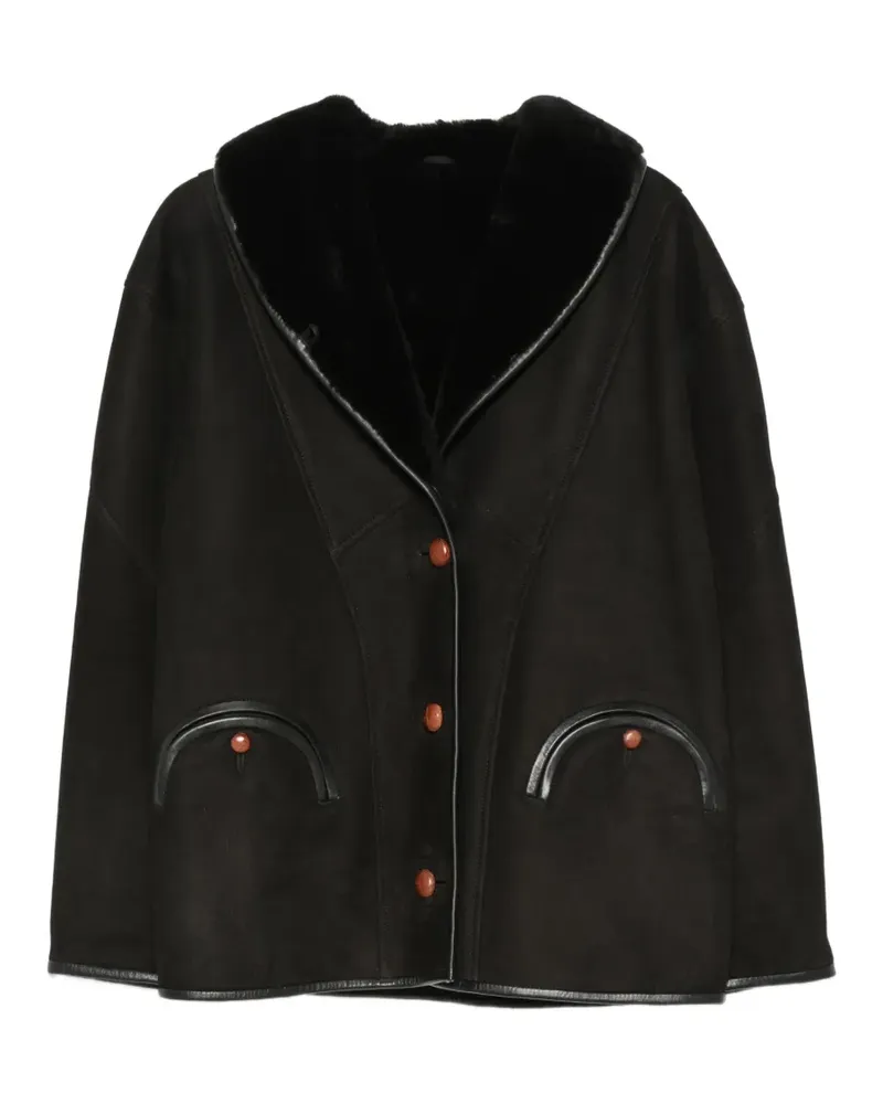 Blazé Milano Smiley shearling-collar jacket - Schwarz Schwarz