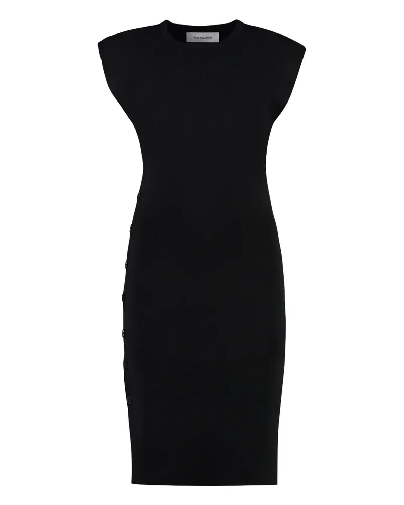 Yves Salomon Midikleid aus geripptem Strick - Schwarz Schwarz