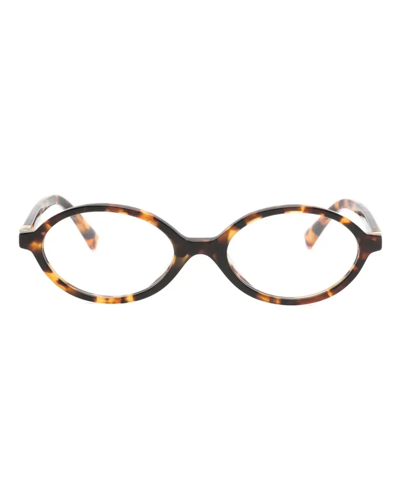 Miu Miu tortoiseshell-effect oval-frame glasses - Braun Braun