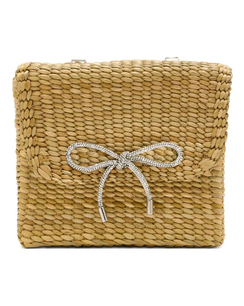 Poolside Satchel-Tasche mit Kristallschleife - Nude Nude
