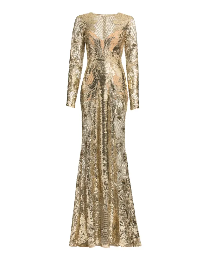 Elie Saab Tüllrock mit Paillettenstickerei - Gold Gold