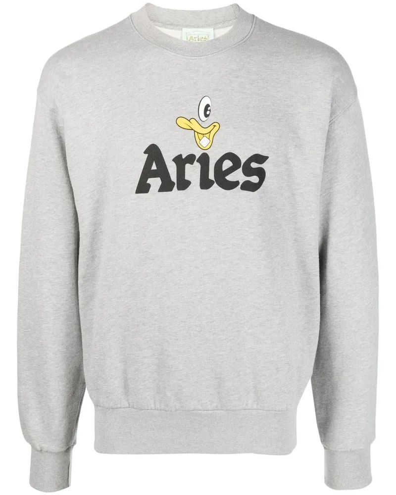 Aries Sweatshirt mit Logo-Print Grau