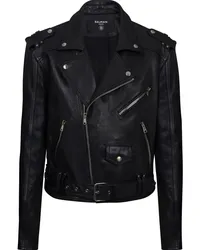 Balmain Bikerjacke aus Leder Schwarz