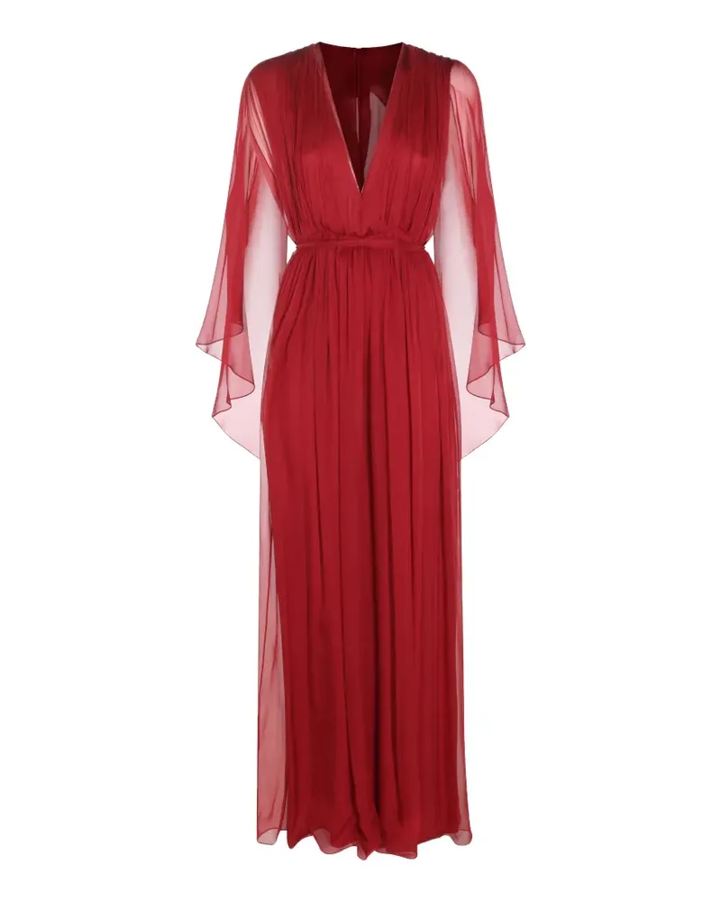 Alberta Ferretti Seidenchiffon-Maxikleid mit Falten - Rot Rot