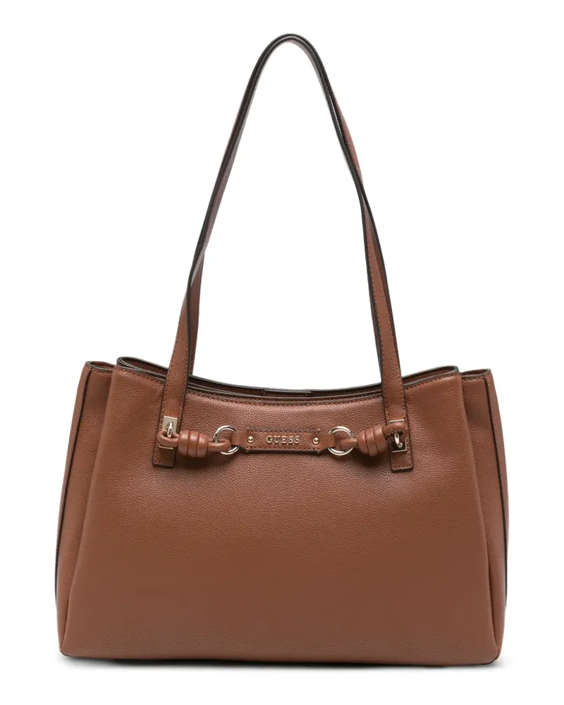 Guess Tote Bag mit Logo-Schild - Braun Braun