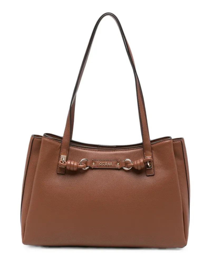 Guess logo-plaque knotted-detail tote bag - Braun Braun